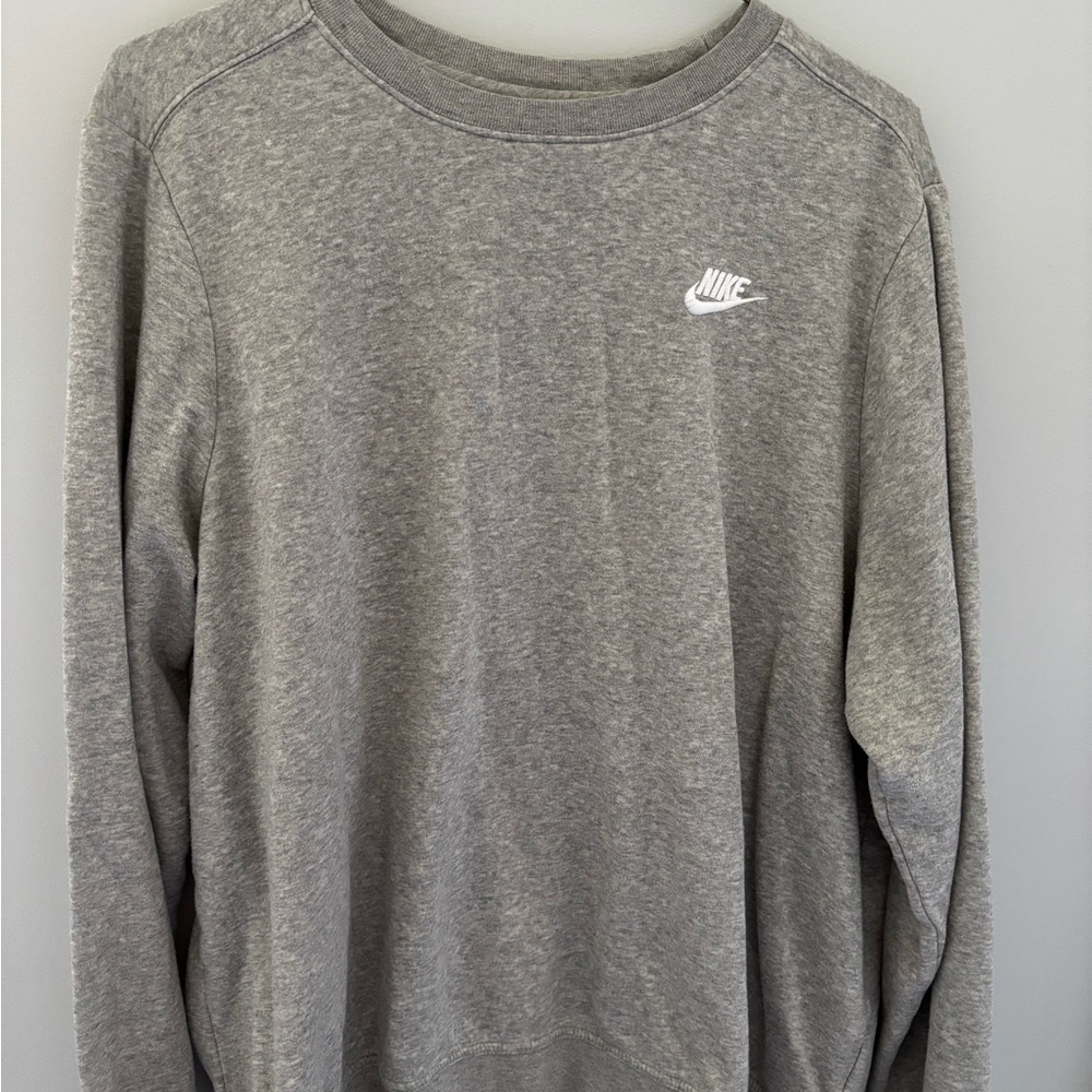 Nike Gray Crewneck Sweater with Classic Swoosh
